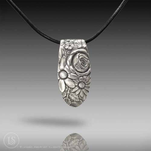 Antique Flowers Pendant, 960 Sterling Silver