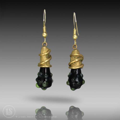 Blackberry Earrings, Bronze