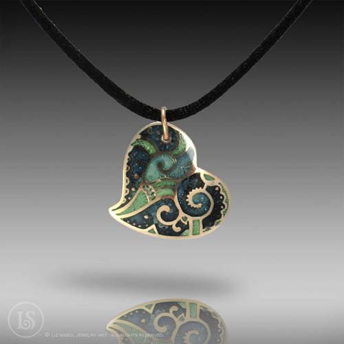 Elise Teal Pendant, Bronze