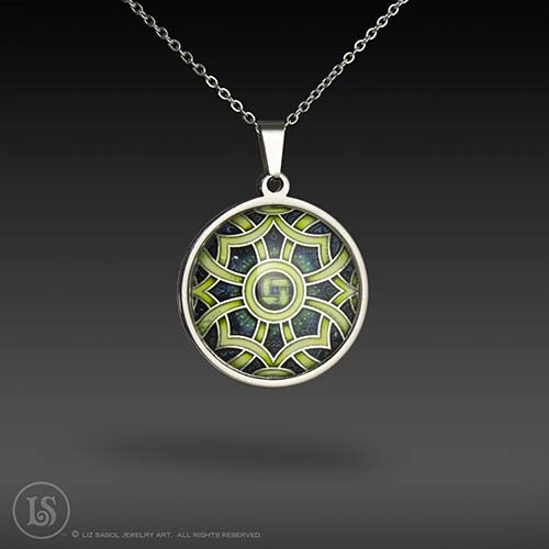 Dreamweaver Green Pendant, Glass, Stainless Steel